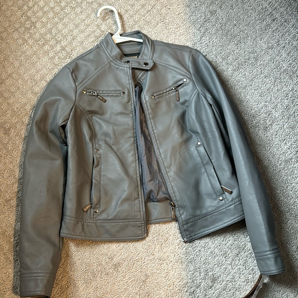 New xs gray 100% vegan leather JouJou jacket